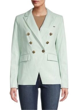 DKNY Mint Green Double-Breasted Blazer Jacket